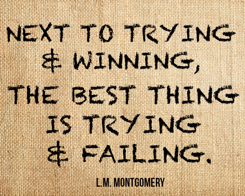 Next to trying and winning, the best thing is trying and failing.