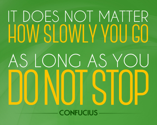 Confucius - It does not matter how slowly you go as long as you do not stop.